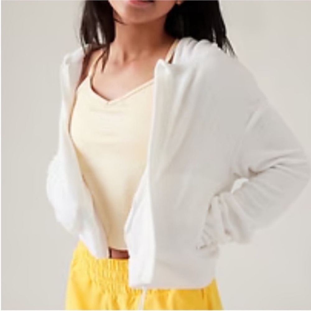 Athleta White Sweatshirt Lightweight Knit Open Front